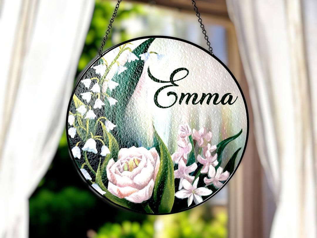 May Birth Month Flower Suncatcher With Lily of the Valley and Hawthorne ...