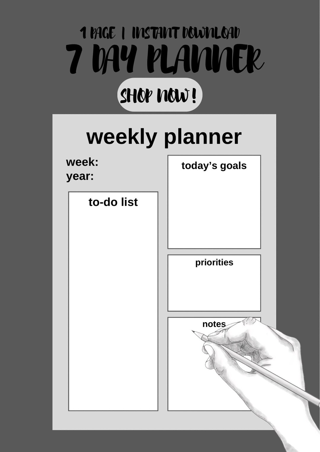 Weekly Planner Printable Printable Planner Minimal Planner Productivity
