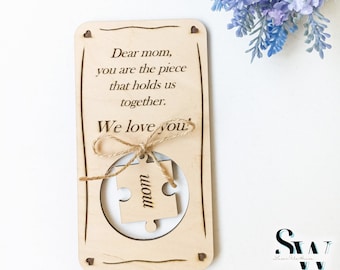 Digital Download Mother's Day SVG, Puzzle Piece Mom Template, 8 March Engraving Pattern, CDR File for Women's Day, Thank You Mom Card Pdf
