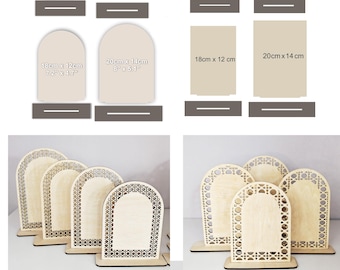 Digital File for Table Stand Bundle, 5 Designs Arch, Rectangle, Oval, 2 Rattan Patterns Laser Cut File, Bar Menu, Table Number Wedding Decor