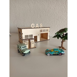 Laser File Gas Station Boy Toy SVG file Ready to Cut, Miniature Wooden Play Set for Boys, Great Gift for Birthday, 3D Model for Laser Cut