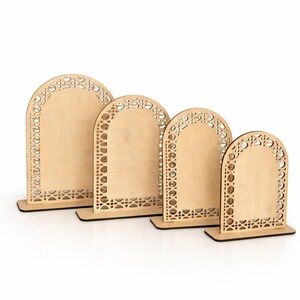 Rattan Pattern Table Stand 4 Sizes, Arch Bundle Template SVG, Laser Cut File, Standing Sign Base, Bar Menu, Rustic / Boho Wedding Decor