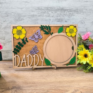 Daddy Photo Frame SVG, Laser Cut Wooden Frame Template, Father&#39;s Day Gift DXF, Picture Hold Easel AI, Photo Plaque for Him, Pappa Digital