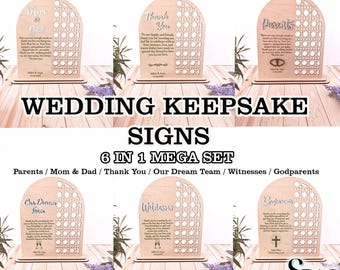 Laser Cut Wedding Signage, Arch Rattan Parent Appreciation Plaque, Boho Keepsake Gift Set, Mom Dad Witnesses Dream Team SVG DXF Vector Files
