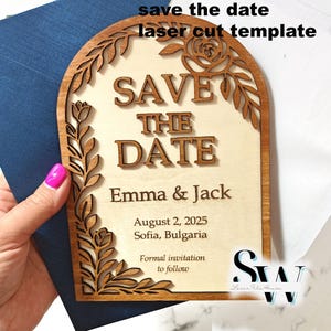Laser Cut Save the Date Card Template – Elegant Wedding Invitation – Digital File SVG PDF AI – Diy Wedding Decor – Engraved Rustic Invite