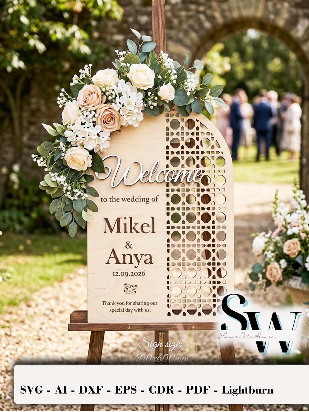 Rattan Wedding Welcome Sign SVG, Arch Bridal Shower Decoration, Wedding ...