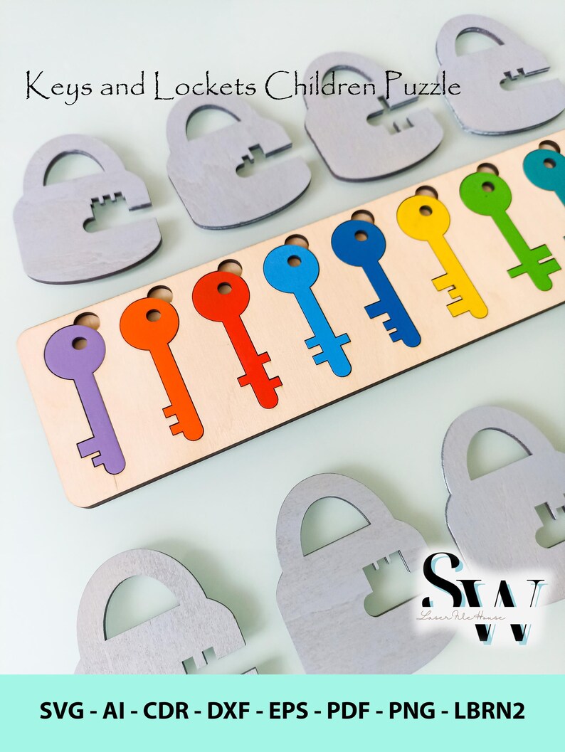 Digital File Keys and Locks Puzzle, Laser Cut Template for Children ...