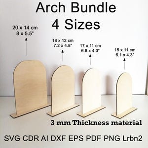 Digital File for Table Stand 4 Sizes, Arch Bundle Template SVG, Laser Cut File, Standing Sign Base, Bar Menu, Table Number Wedding Decor