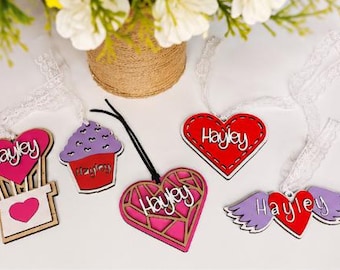 Mother's Day Gift Tag SVG, Personalized Heart Name Tag Laser Cut File, Custom Mom Love Tag, Glowforge Laser Template, Lightburn DXF File