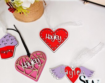 Valentine's Day Gift Tag SVG, Personalized Heart Name Tag Laser Cut File, Custom Love Tag SVG File, Glowforge Laser Template, Lightburn File