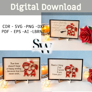 Valentine&#39;s Day Laser Cut - Gift for Couples SVG - Personalized Couple Love Sign File Template - Bundle Glowforge - Valentines Day Decor AI