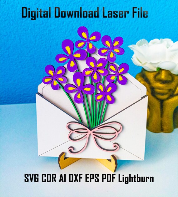 Mothers Day Flower Bouquet SVG, Love Letter Design cdr, Laser Cut File for 8 March, Women's Day AI, Gift DXF, All Lasers