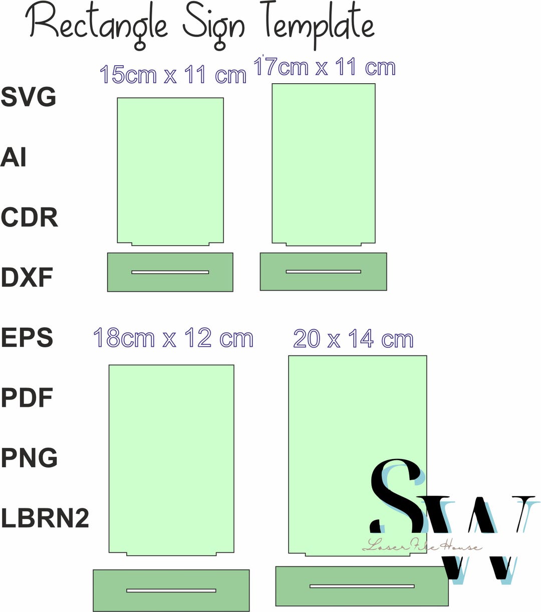 Rectangle Set Template SVG, Digital File for Table Stand 4 Sizes ...