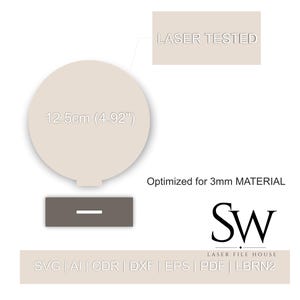 Letrero redondo con soporte SVG, archivo de corte láser de 3 mm, letrero en blanco de madera y acrílico, base de número de mesa circular, plantilla vectorial dxf para decoración de eventos.