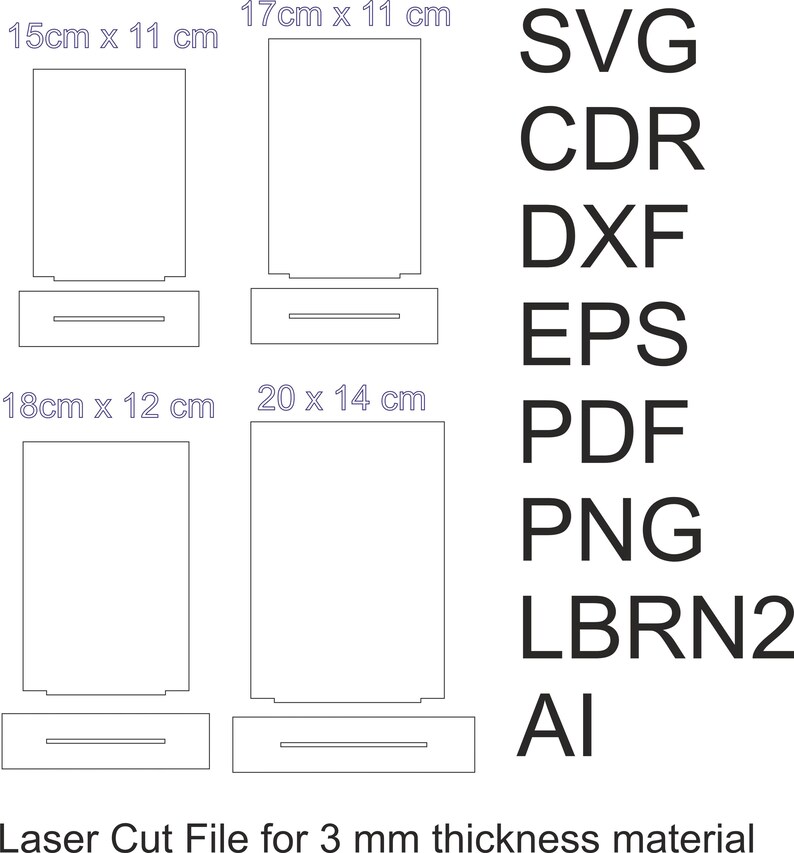 Rectangle Set Template SVG, Digital File for Table Stand 4 Sizes ...