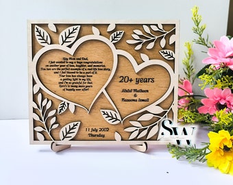 SVG Anniversary Gift Template, Laser Cut File Elegant Wedding Vows Keepsake, All Lasers Love Plaque pdf, Two Hearts Design Elements AI, EPS