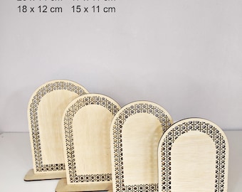 Small Rattan Pattern Table Stand 4 Sizes, Arch Bundle Template SVG, Laser Cut File, Standing Sign Base, Bar Menu, Rustic, Boho Wedding Decor