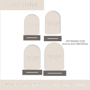 Digital File for Table Stand 4 Sizes, Arch Bundle Template SVG, Laser Cut File, Standing Sign Base, Bar Menu, Table Number Wedding Decor