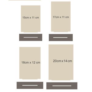 Modello di set rettangolare SVG, file digitale per supporto da tavolo in 4 dimensioni, file tagliato al laser, base per cartello in piedi, menu da bar, decorazioni per matrimoni con numero di tavolo