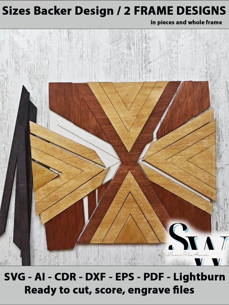 Geometric Backer & Frame SVG Bundle, Multi-size Laser Cut, Score ...