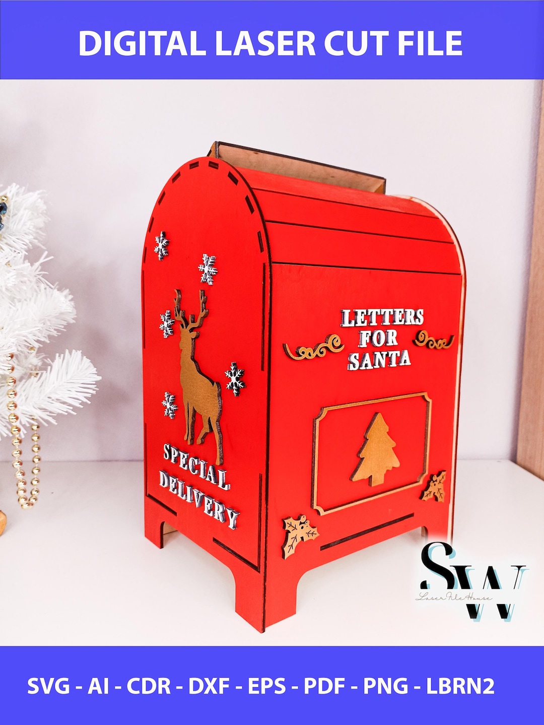 Digital File Christmas Mailbox, Letters to Santa SVG Box, Ready to Cut ...
