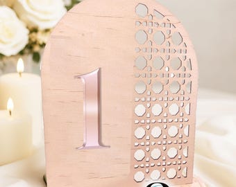 Rattan Table Numbers 1 to 30, Arch Wedding Reception Seating Plan, Geometric Wicker Centerpiece Template, Cane Laser Cut Vector File SVG DXF