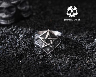 Men's Viking Cross Skull Ring, Gothic Jewelry Handmade for Him, Punk Birthday Gifts, Halloween Jewelry