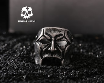 Grim Reaper Skull Ring, Gothic Handmade Ring for Men, Punk gift for her birthday, Goth skull ring for men, Christmas gifts, titanium ring