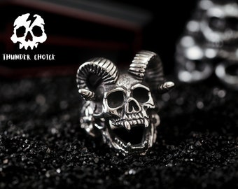 Gothic Grim Reaper Sheep's Head Rings, Vintage Men's Viking Rings, Hip Hop Punk Jewelry, Halloween Gifts, Love to Death Rings, Gifts for Him