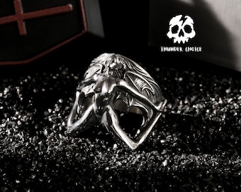 Demon rings, vintage gothic men's rings, unique demon power rings, punk birthday gifts, Christmas gifts for him. Handmade jewelry