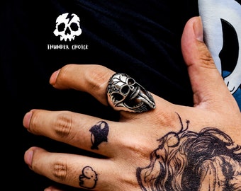 Gothic Grim Reaper Skull Rings, Vintage Men's Viking Rings, Hip Hop Punk Jewelry, Halloween Gifts, Handmade Skull Rings, Gifts for Him