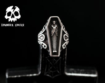 Coffin mummy rings for women, vintage gothic mummy delicate rings for men, cool witch unisex handmade rings for anniversary gifts