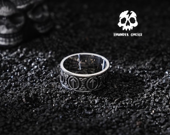 Men's Viking Pattern Ring, Kettle Knot Ring, Vintage Hip Hop Men's Rings, Gothic Wedding Rings, Punk Birthday Gifts, Halloween Gifts for Him