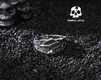 Men's Viking Raven Rings, Mjolnir Rings, Gothic Jewelry Handmade for Him, Punk Birthday Gifts, Halloween Jewelry, Anxiety ring woman