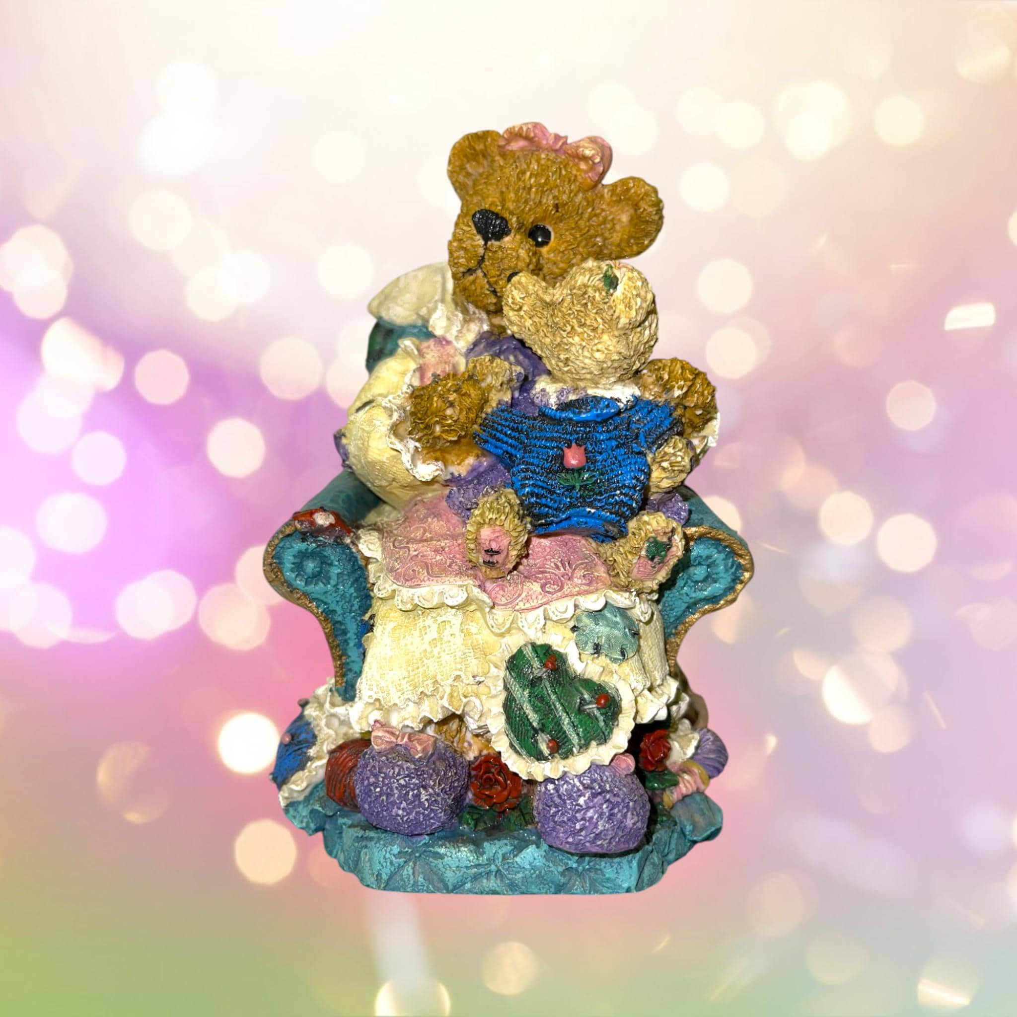 Momma Teddy Bear Music Box: Resin Rocking Chair, Plays Rock-a-bye