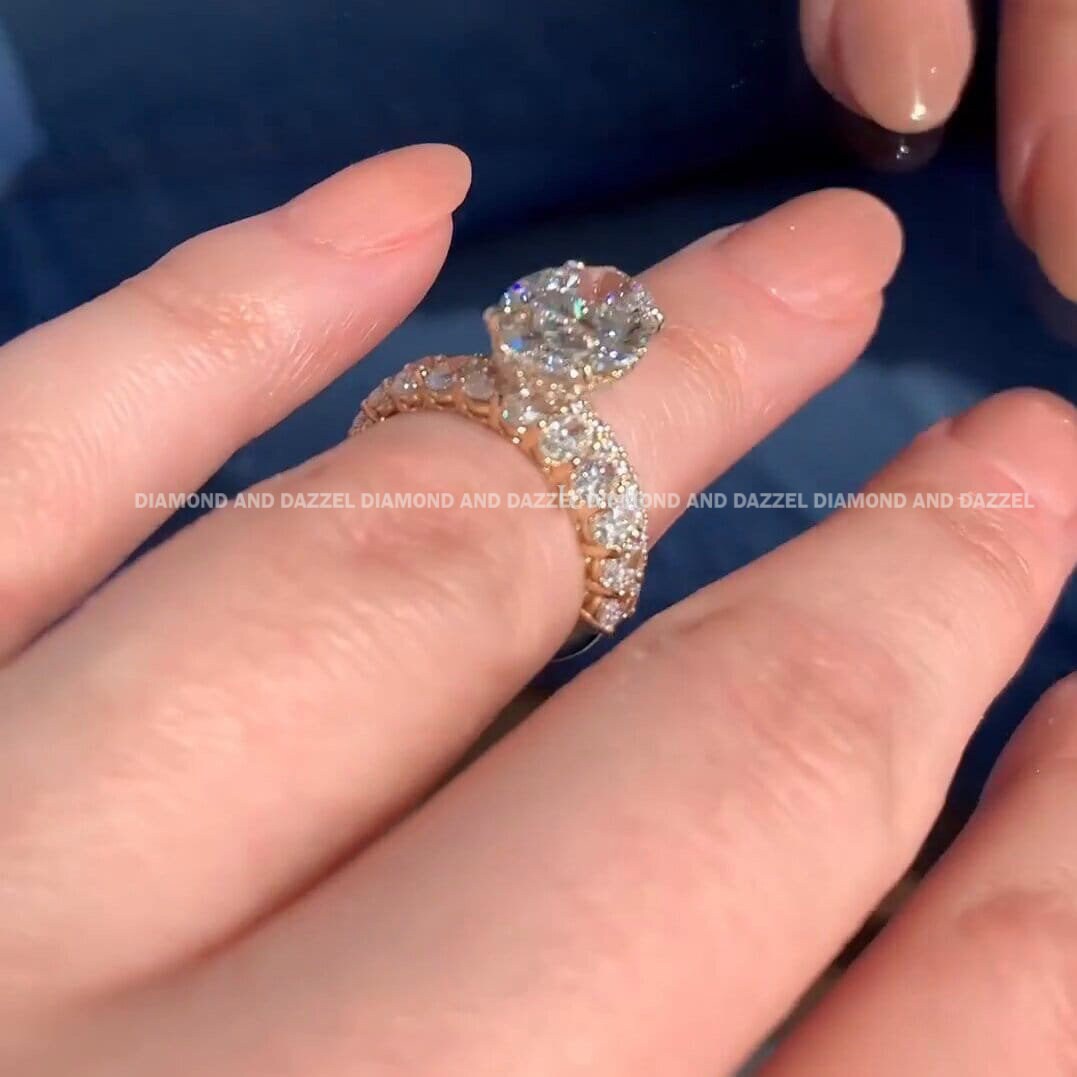 3 CT Oval Cut Moissanite Engagement Ring 925 Silver Moissanite Bridal ...