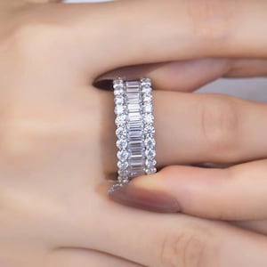 Baguette Ring, Diamond Eternity Band, Statement Ring, Eternity Ring, Engagement Ring, Promise Ring, Minimalist Ring, Gift For Wife