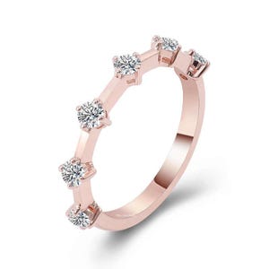 14k Solid Gold Genuine Diamond Half Eternity Band Wedding Band Stack Ring For Women Diamond Ring Anniversary Gift for Her Summer Gift