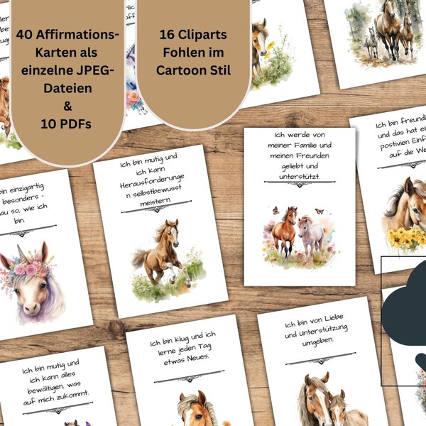 40 Affirmationskarten für Kinder PDF | Mutmachkarten zum Ausdrucken | Kartenformat A6 | 40 Affirmationen zum Ausdrucken | DIGITALER DOWNLOAD