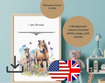 Affirmations Poster A4 / A3 / A2 | Affirmations for Kids | Affirmation Wall Art | Playroom Poster | Motivational Poster | Selflove