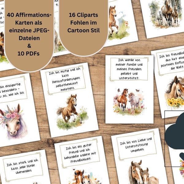 40 Affirmationskarten für Kinder PDF | Mutmachkarten zum Ausdrucken | Kartenformat A6 | 40 Affirmationen zum Ausdrucken | DIGITALER DOWNLOAD