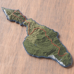 Carte 3D du sentier Trans Catalina | Art mural carte des sentiers de randonnée | Île de Santa Catalina | Californie États-Unis | Souvenir de voyage sac à dos