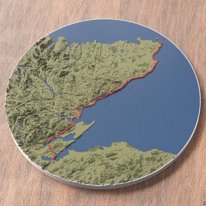 Arte mural con mapa 3D del sendero John o' Groats / Grandes senderos de Escocia / Arte de senderos de trekking / Decoración de paseos costeros escoceses / Celebre su aventura