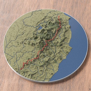 Arte mural con mapa en 3D de Wicklow Way / Montañas de Wicklow, Irlanda / Arte paisajístico escénico / Regalo para excursionistas y amantes de las actividades al aire libre / Celebre su aventura