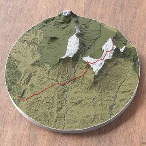 Carte 3D de la randonnée du mont Roraima | merveille naturelle d'Amérique du Sud | Art mural carte des sentiers | Cadeau pour aventurier et explorateur | Fêtez votre expédition