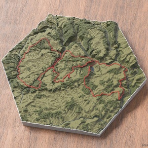 Arte mural con mapa 3D del sendero de Mullerthal / La pequeña Suiza de Luxemburgo / Arte de senderos panorámicos / Regalo para excursionistas / Celebre su expedición