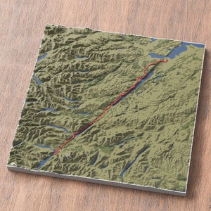 Mapa 3D de Great Glen Way / Grandes senderos de Escocia / De Fort William a Inverness / Regalo para amantes del senderismo / Arte mural con mapas de senderos / Decoración rústica