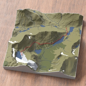 Carte 3D du sentier du glacier Grinnell | Art mural du parc national des Glaciers | Montana États-Unis | Montagnes Rocheuses | Cadeau unique pour les randonneurs et les amoureux de la nature