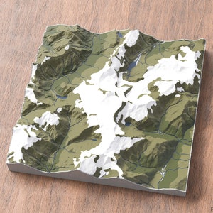 Mount Aspiring / Tititea 3D-Karte | Mount Aspiring Nationalpark | Wānaka Südinsel | Alpine Topographische Wandkunst | Bergspitzen Dekor