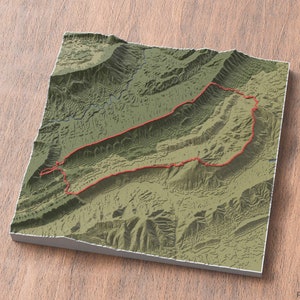 3D-kaart met drievoudige kroon van Virginia | Appalachen, Virginia, VS | Kunst routekaart | Cadeau voor natuurliefhebbers | Vier je expeditie